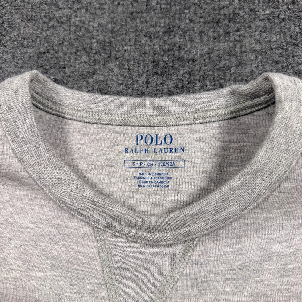 Polo Ralph Lauren Big Pony Sweatshirt Mens S Grey Chenille Patch Crewneck Fleece